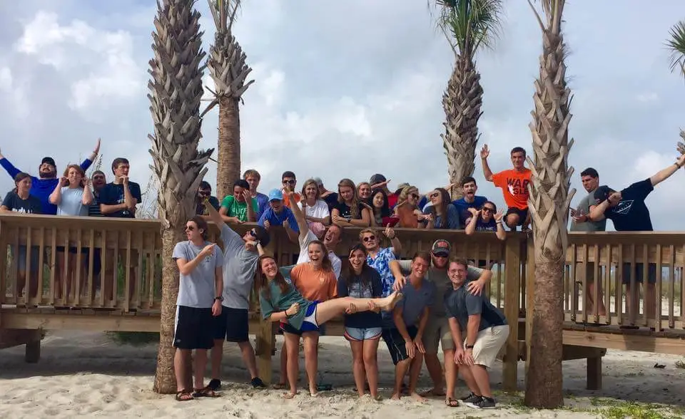 Students from Auburn University (AU) at the beach